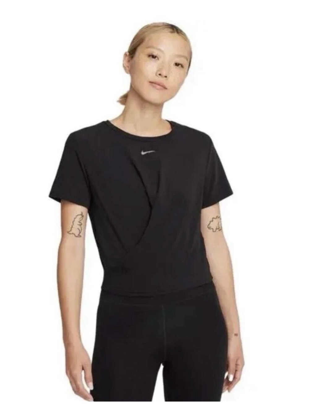 Nike Black Cropped Short-Sleeve Tee with Swoosh